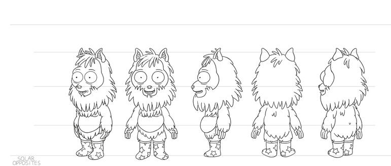 "Solar Opposites", Character Turn Practice