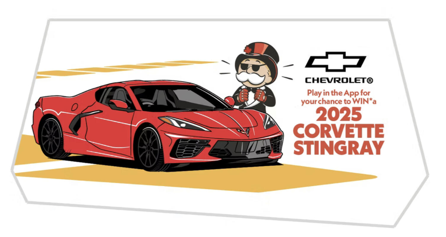 McDonald's, Canadian Monopoly Game Corvette Illustration