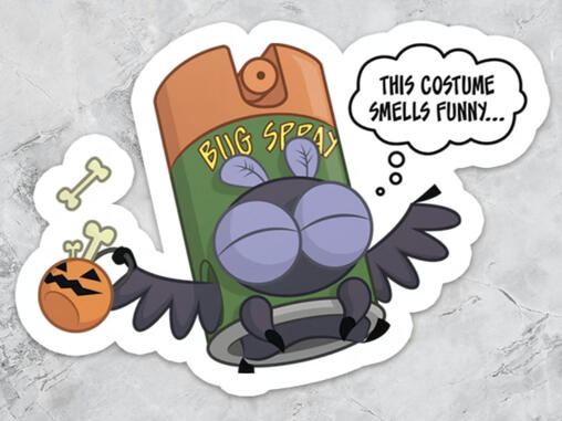 "Moe the Mothman", Halloween Sticker Design